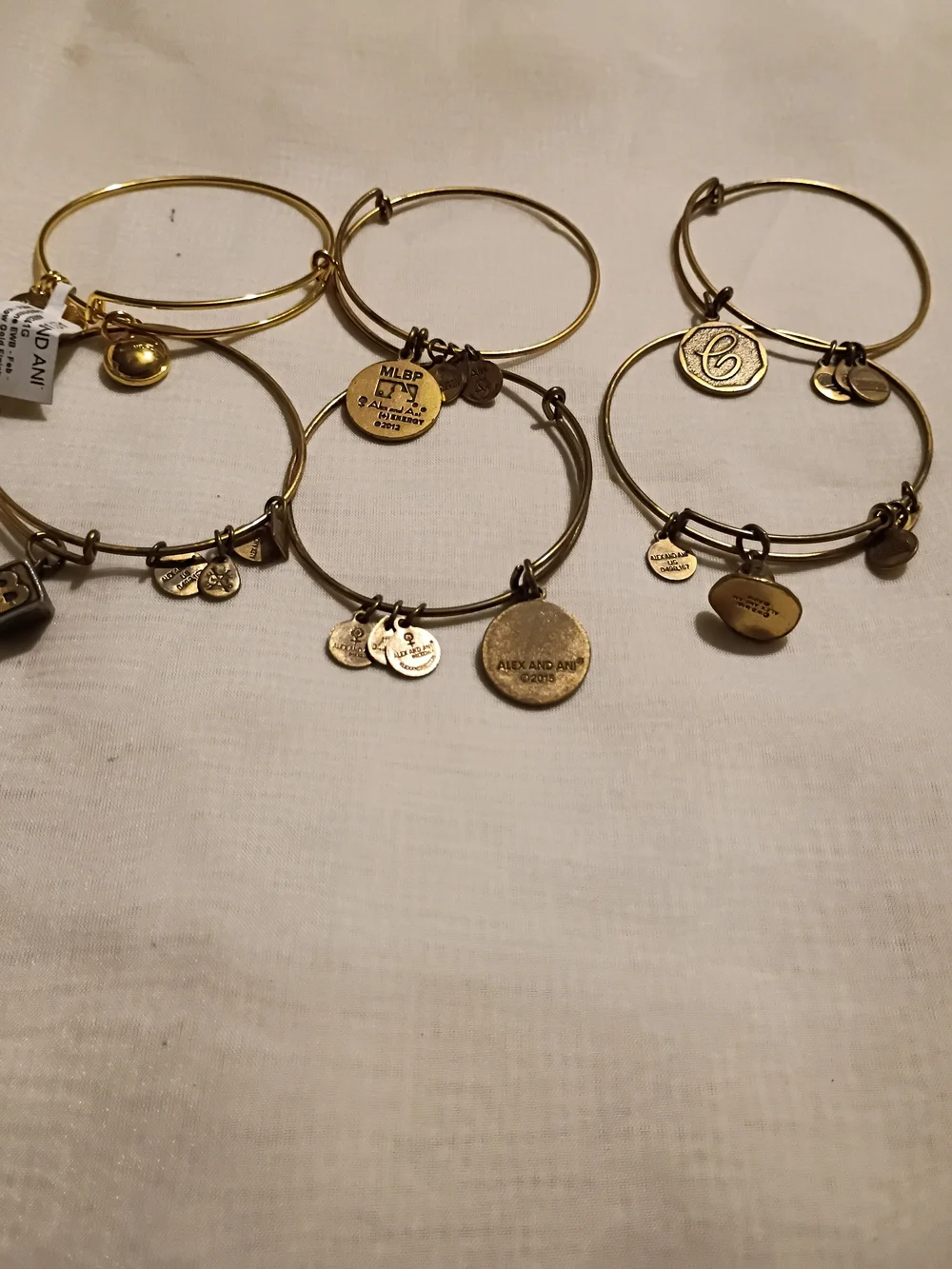 Alex and Ani Gold Tone Charm Bangle Set - Gold Lot Of 6